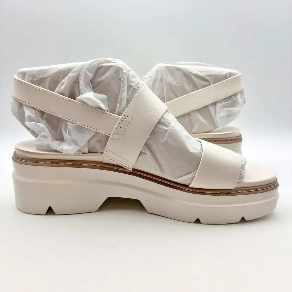 Naturalizer Womens Darry-Sling Sandals Size 9 White Leather Lug Sole NIB
